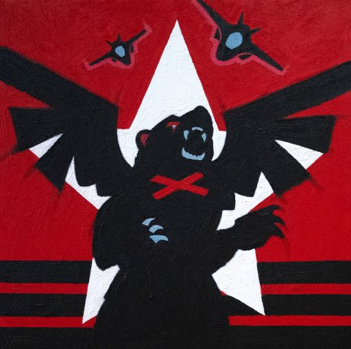 BEWARE THE CORNERED BEAR / 2023 / ACRYLIC ON CANVAS / 80 x 80cm / £425 + PP BEWARE THE CORNERED BEAR / 2023