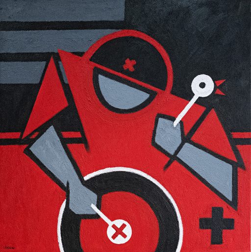 DRUMS OF WAR / 2023 / ACRYLIC ON CANVAS / 100 x 100cm / £450 + PP DRUMS OF WAR / 2023