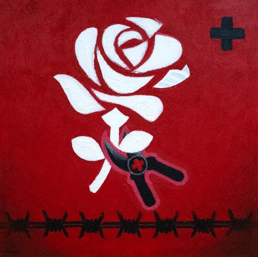 WE WILL NOT BE SILENT / 2023 / ACRYLIC ON CANVAS / 80 x 80cm / SOLD WE WILL NOT BE SILENT / 2023